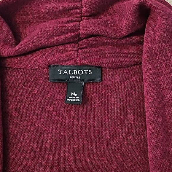 Talbots Women's Petite 3/4 Sleeve Open Cardigan Sweater Burgundy M - Picture 5 of 9
